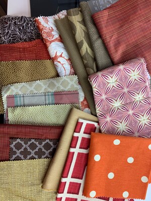 Fall Fabric Scrap Bundle; Designer Samples; Upholstery, Silk, Cotton fabric fodder for Crafts, Sewing, Scrapbooking - image6